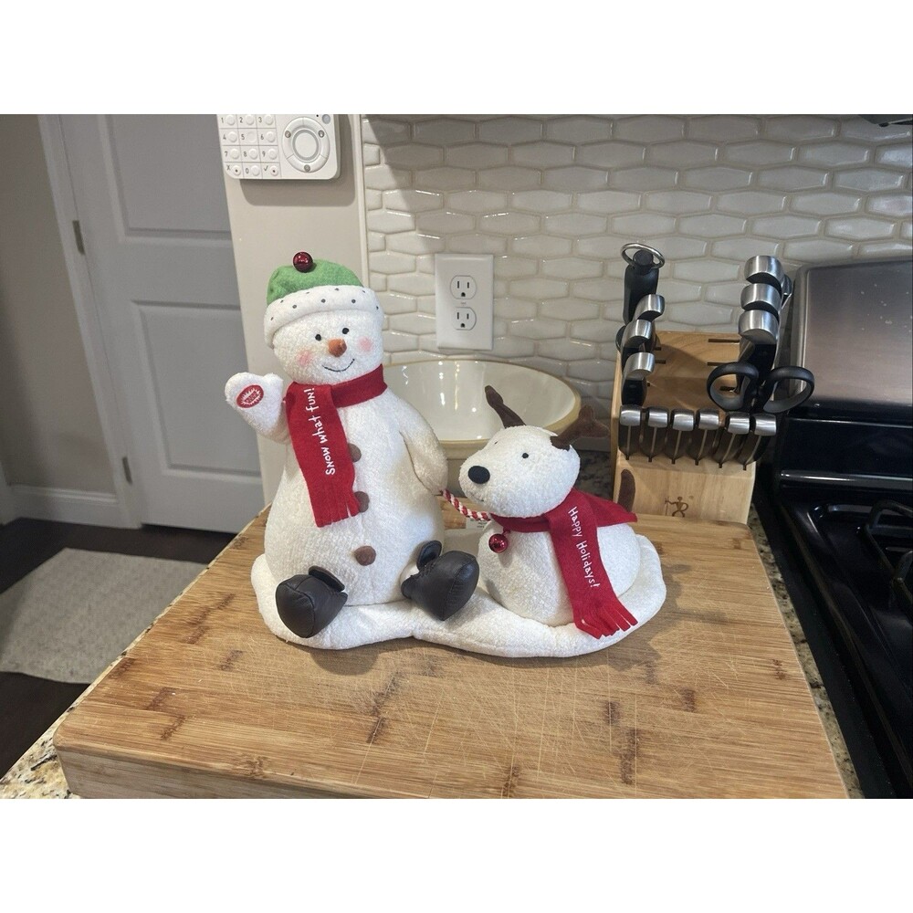 2004 Hallmark Jingle Pals 'Snow What Fun' Animated Singing Snowman and Dog Plush